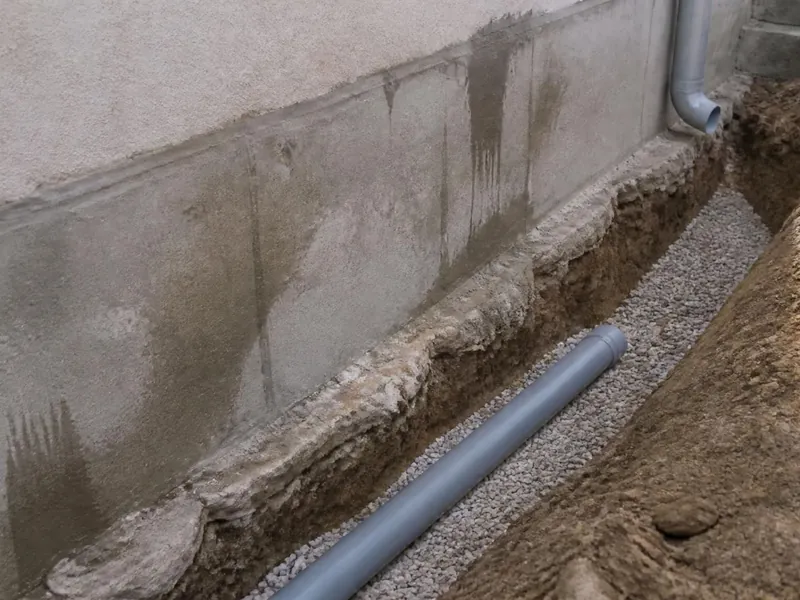 Pied de mur dégagé et drainage contre l’humidité sur une maison d’Arpajon proche de l’Orge